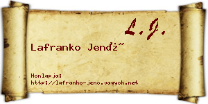 Lafranko Jenő névjegykártya